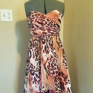 Leopard Print Strapless Cocktail Dress DEB